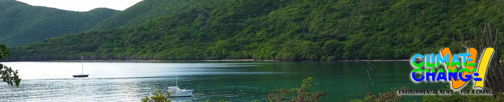 View looking northwest over Brewers Bay, St. Thomas, Virgin Islands from University of the Virgin Islands (UVI) Marine Center hillside, Brewers Bay Beach and Xanadu Beach in background.